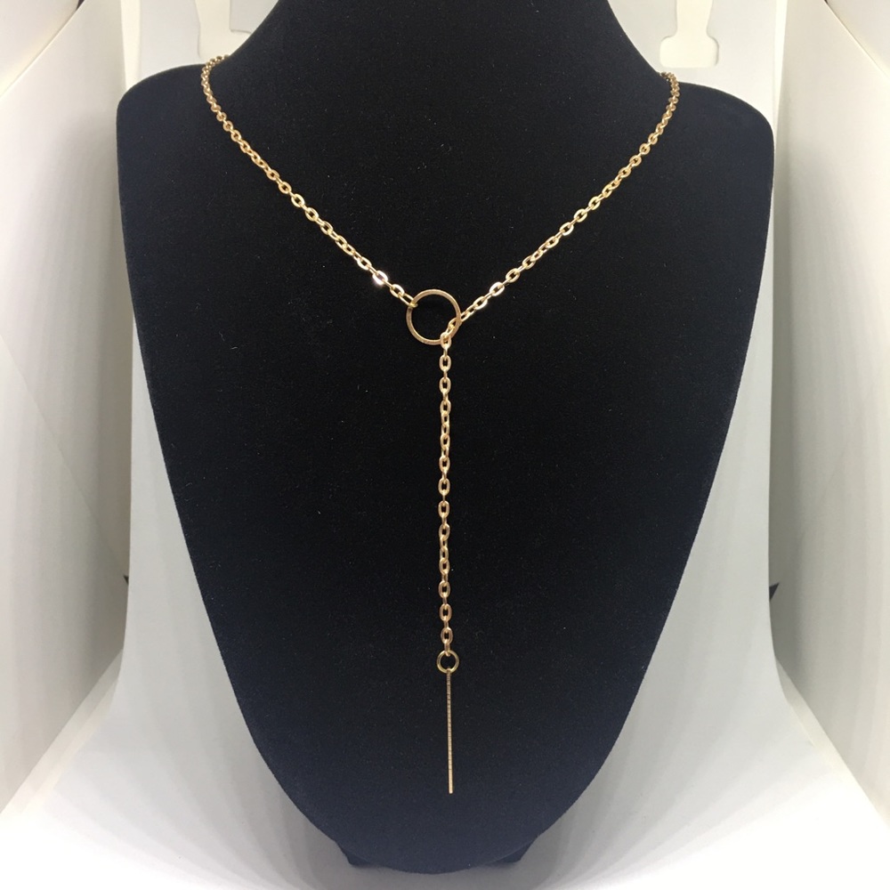 Faux Gold Lariat Necklace